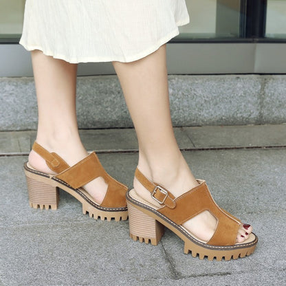 Women Wrap Strap Chunky Heel Platform Sandals