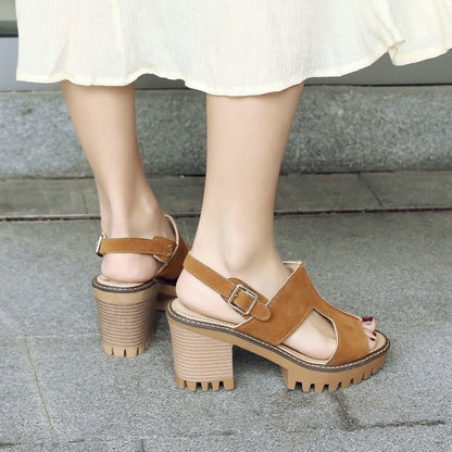 Women Wrap Strap Chunky Heel Platform Sandals