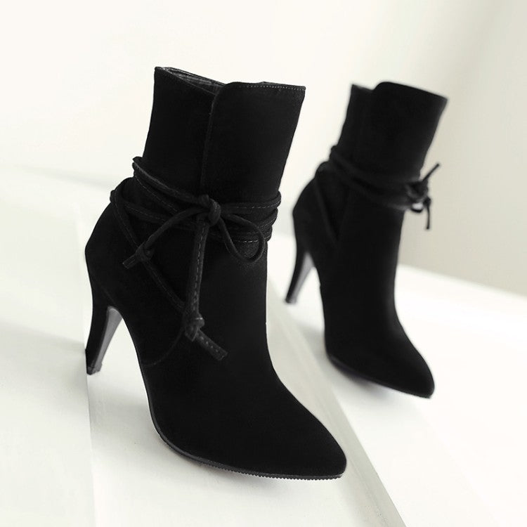 Women Knot High Heels Short Boots