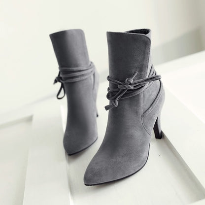 Women Knot High Heels Short Boots