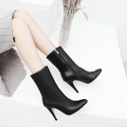 Women Pointed Toe High Heels Short Boots