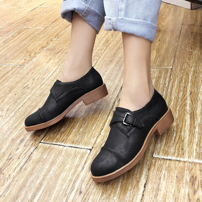 Women Buckle Belt Low Heels Shoes