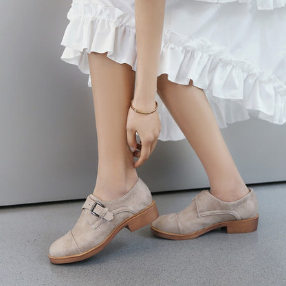 Women Buckle Belt Low Heels Shoes