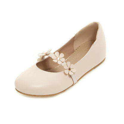 Women Flowers Flats Mary Jane Shoes