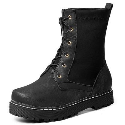 Women Lace Up Platform Short Boots