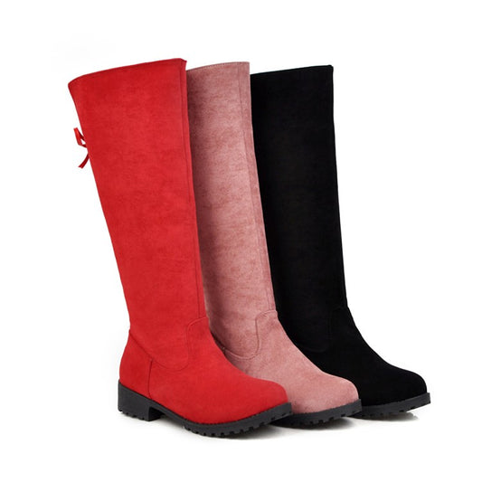 Women Suede Low Heels Knee High Boots