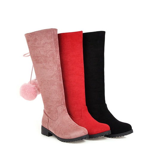 Women Ball Low Heels Knee High Boots