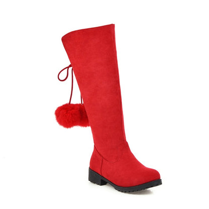 Women Ball Low Heels Knee High Boots