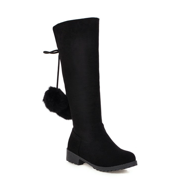 Women Ball Low Heels Knee High Boots