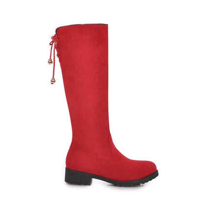 Women Zipper Low Heels Knee High Boots