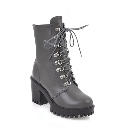 Women Block Heels Short Motorcycle Boots