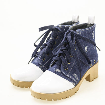 Women Denim Low Heels Short Boots