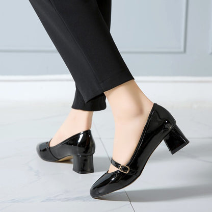 Women Mary Jane Block Heels Pumps