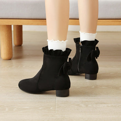 Women Ruffle High Heel Short Boots