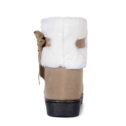 Women Winter Fur Bow Short Snow Boots