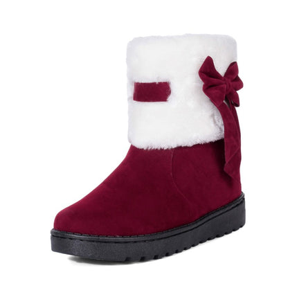 Women Winter Fur Bow Short Snow Boots