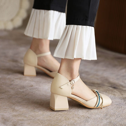 Women Knot Ankle Strap Block Heel Sandals