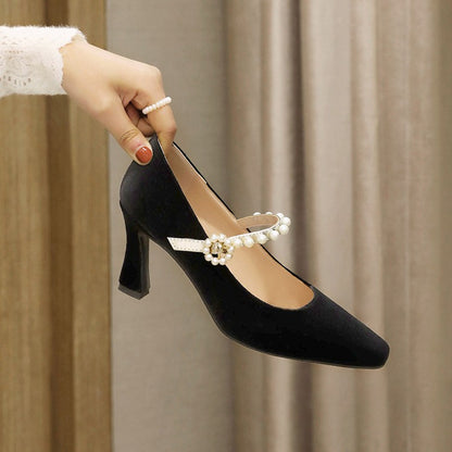 Women Mary Jane Pearl High Heel Pumps