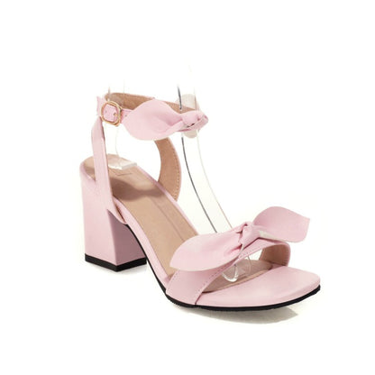 Women  Butterfly Knot Block Heel Sandals