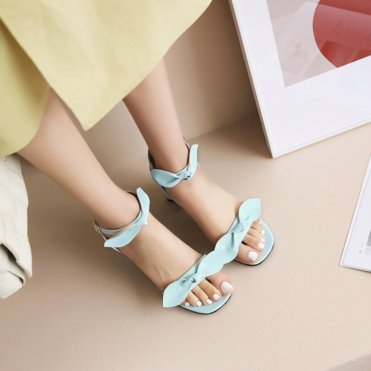 Women  Butterfly Knot Block Heel Sandals