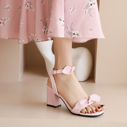 Women  Butterfly Knot Block Heel Sandals