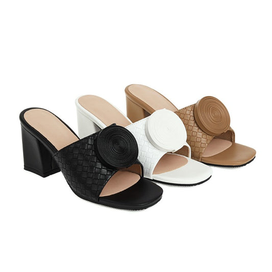 Women Woven Block Heel Sandals