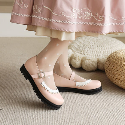 Women Platform Flats Mary Jane Shoes