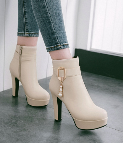 Buckle Ankle Boots Women High Heels Shoes Fall|Winter