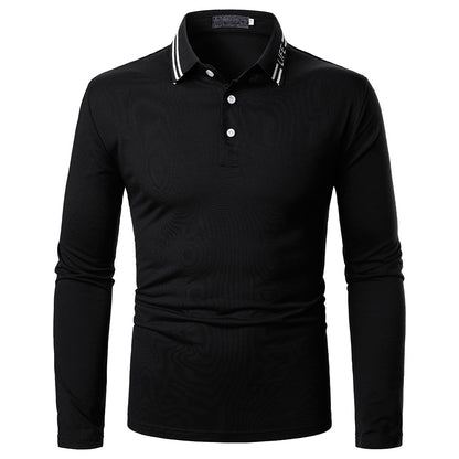 Men's Solid-color Embroidered Long-sleeved Shirts