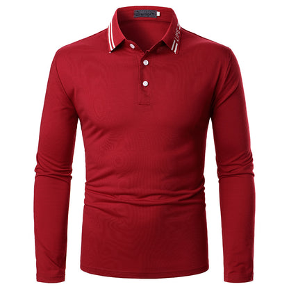 Men's Solid-color Embroidered Long-sleeved Shirts