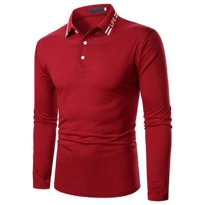 Men's Solid-color Embroidered Long-sleeved Shirts