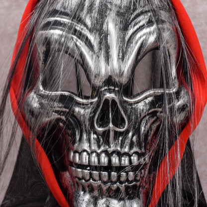 Silver Skull Halloween Mask with Hair