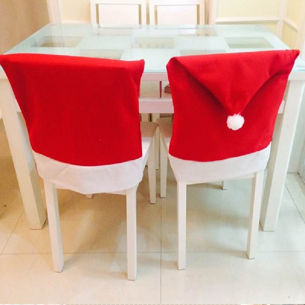 Christmas Decorations Hort Santa Claus Hat Chair Covers Dinner Table f