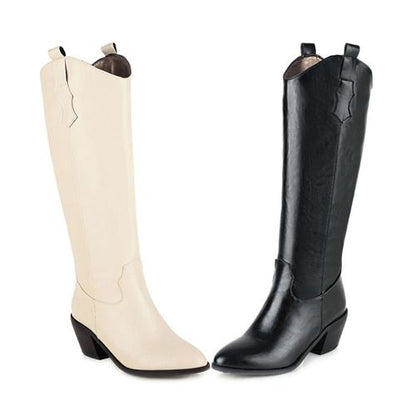 Women Pu Leather High Heels Tall Boots