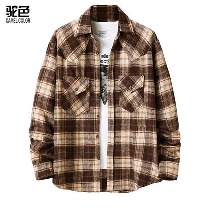 Men's Flannel Grid Style Coat Shirts