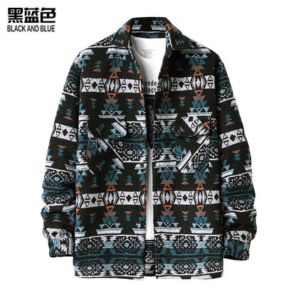 Men's Ethnic Woollen Grid Coat Shirts