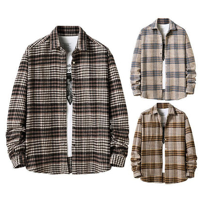 Men's Flannel Grid Style Coat Shirts