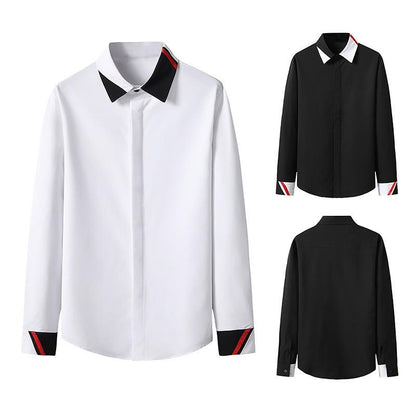 Men's Color Block Business Fashion Long Sleeves Shirts