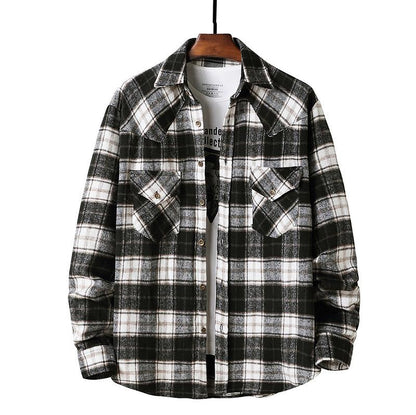 Men's Flannel Grid Style Coat Shirts