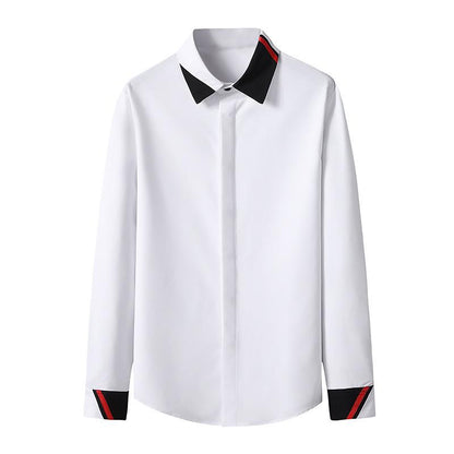 Men's Color Block Business Fashion Long Sleeves Shirts