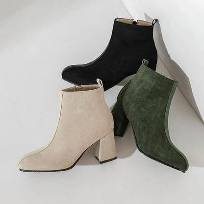 Round Toe Women's High Heeled Ankle Boots