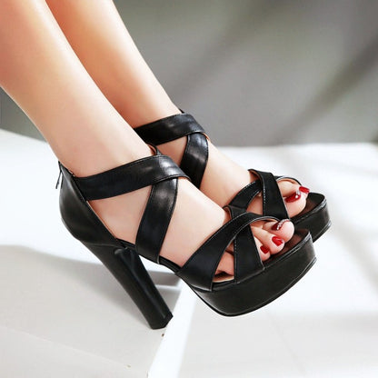 Women's Ultra High Heel Platform Chunky Heel Sandals