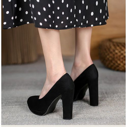 Women Suede Platform Pumps High Heels