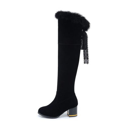 Women Fur High Heels Tall Boots