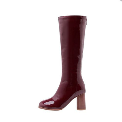 Women Zip High Heels Knee High Boots