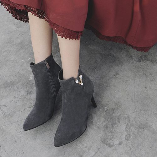 Women Rhinestone High Heels Short Boots