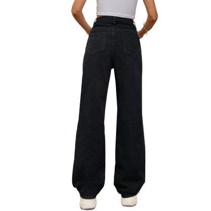 Womens Solid Color Jeans Long Pants