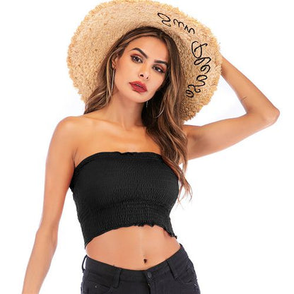 Off Shoulder Collar Wrapped In Chest Solid-colored Vest Women Strapless