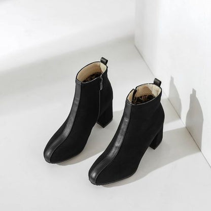 Round Toe Women's High Heeled Ankle Boots