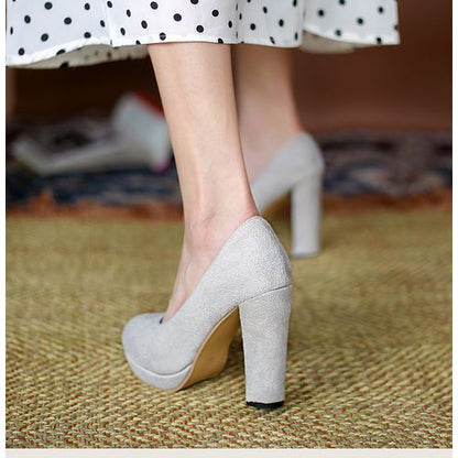 Women Suede Platform Pumps High Heels